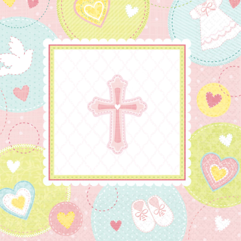 Image de TABLEWARE - SWEET CHRISTENING PINK BEVERAGE NAPKIN