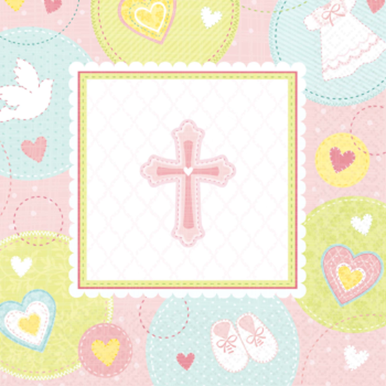 Picture of TABLEWARE - SWEET CHRISTENING PINK LUNCHEON NAPKIN
