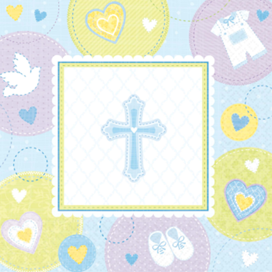 Picture of TABLEWARE - SWEET CHRISTENING BLUE LUNCHEON NAPKIN