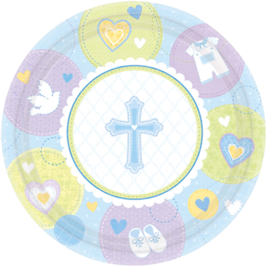 PartyMart. TABLEWARE SWEET CHRISTENING BLUE 7" PLATE