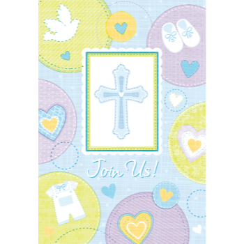 Picture of TABLEWARE - SWEET CHRISTENING BLUE INVITE & THANK YOU SET