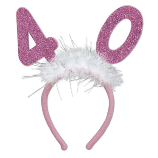 Image sur 40th - PINK GLITTER WITH MARABOU HEADBAND