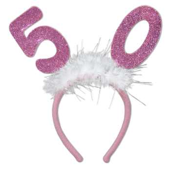 Picture of 50th - PINK GLITTER WITH MARABOU HEADBAND