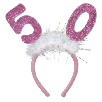 Image de 50th - PINK GLITTER WITH MARABOU HEADBAND