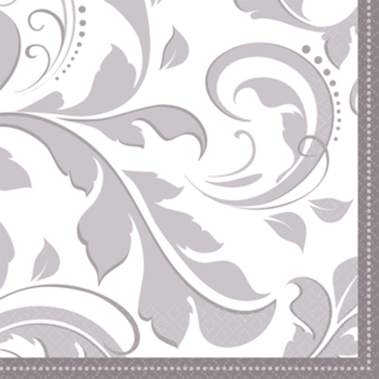 Picture of SILVER ELEGANT SCROLL BEVERAGE NAPKIN