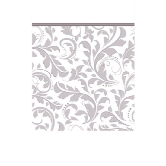 PartyMart. SILVER ELEGANT SCROLL PAPER TABLE COVER