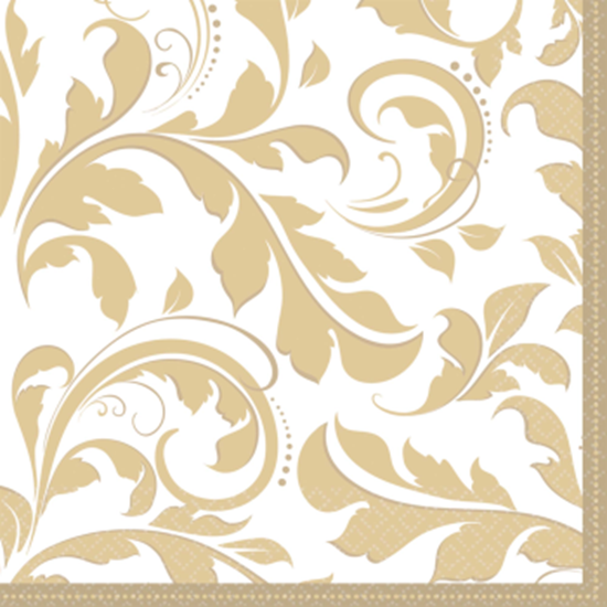 Picture of GOLD ELEGANT SCROLL LUNCHEON NAPKIN