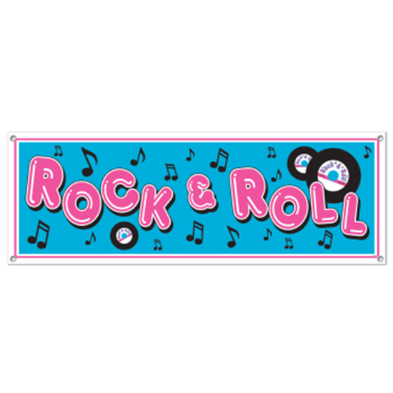 Image sur 50'S - ROCK N ROLL SIGN BANNER - 5' X 21"