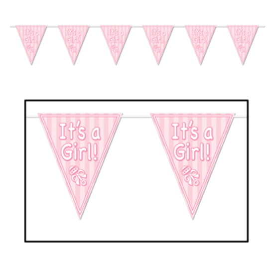 Image sur IT'S A GIRL PENNANT BANNER