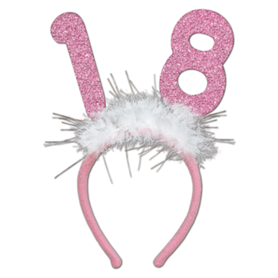 Image sur 18th PINK GLITTER MARABOU HEADBAND