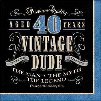 Image de 40th - VINTAGE DUDE - LUNCHEON NAPKIN