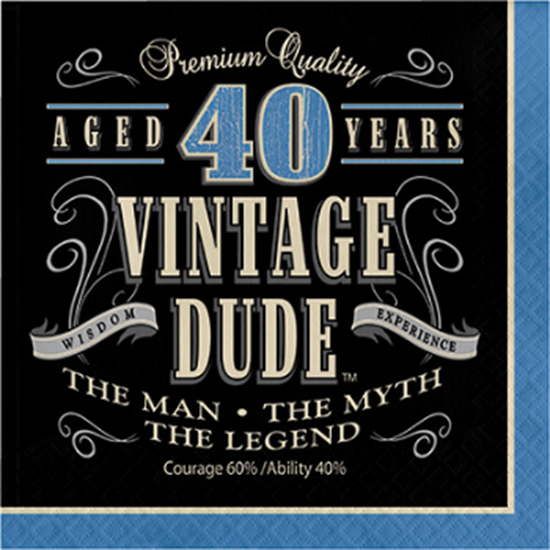 Picture of 40th - VINTAGE DUDE - LUNCHEON NAPKIN