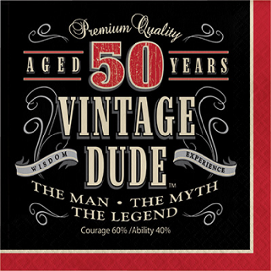 Image sur 50th - VINTAGE DUDE - LUNCHEON NAPKIN