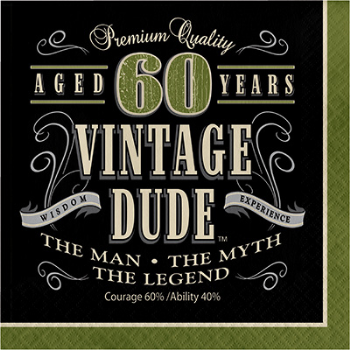 Picture of 60th - VINTAGE DUDE - LUNCHEON NAPKIN