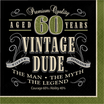 Image de 60th - VINTAGE DUDE - LUNCHEON NAPKIN