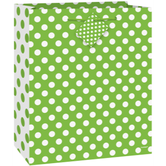 Picture of LIME GREEN DOTS - MED GIFT BAG