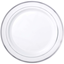 Picture of 10" PREMIUM PLASTIC WHITE PLATES WITH SILVER TRIM