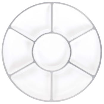 Image de 16" LAZY SUSAN TRAY - WHITE WITH SILVER TRIM