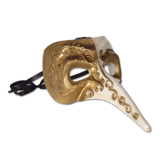 Picture of LONG NOSE MASK - IVORY AND GOLD