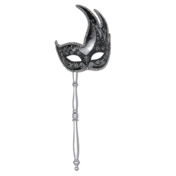Picture of GLITTER MASK ON STICK - SILVER