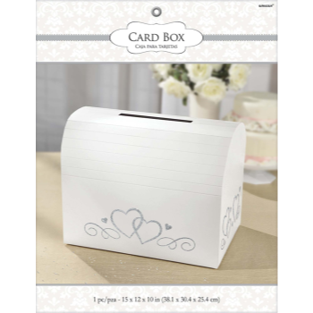 Image de GLITTER CARD BOX HOLDER W/SILVER HEARTS