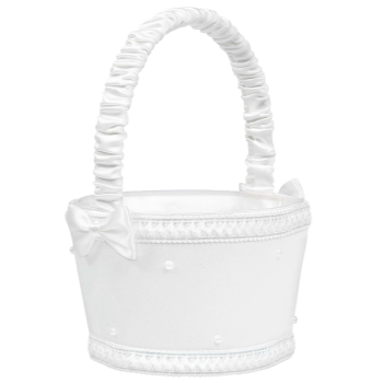 Picture of WHITE FLOWER BASKET W/ PEARLS