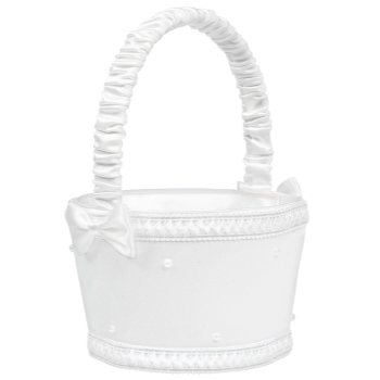 Image de WHITE FLOWER BASKET W/ PEARLS