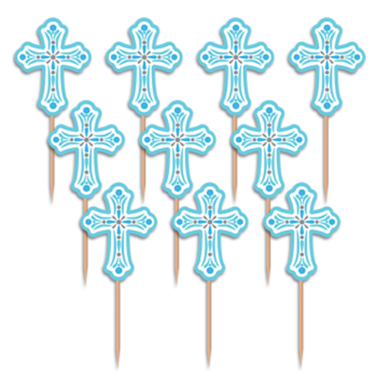 Picture of DECOR - CROSS PARTY PICKS - BLUE