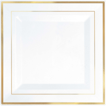 Image de 10" SQUARE PLATES - WHITE WITH GOLD TRIM