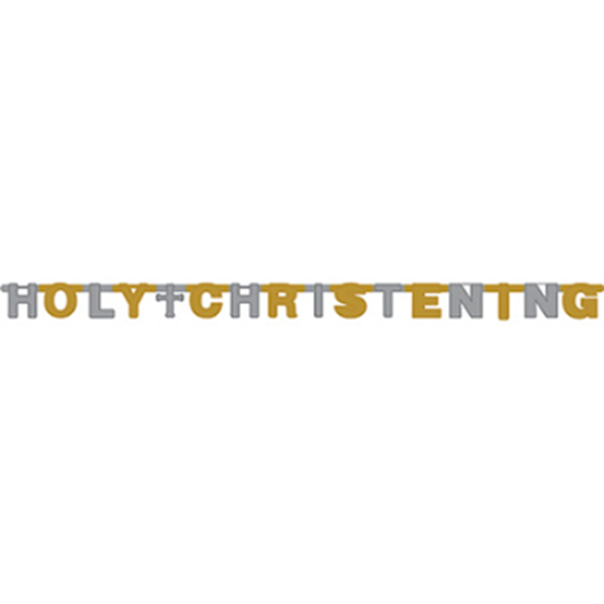 Picture of DECOR - CHRISTENING BANNER  - GOLD AND SILVER