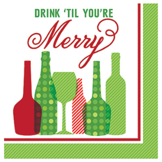 Picture of TABLEWARE - HOLIDAY TOAST DRINK MERRY - BEVERAGE NAPKINS