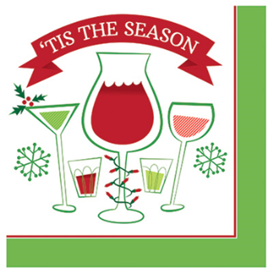 Picture of TABLEWARE - HOLIDAY TOAST 'TIS THE SEASON - BEVERAGE NAPKINS