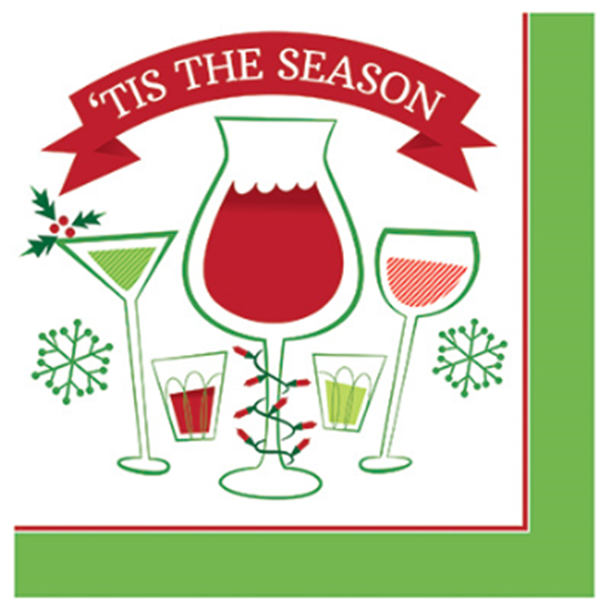 Image sur TABLEWARE - HOLIDAY TOAST 'TIS THE SEASON - BEVERAGE NAPKINS