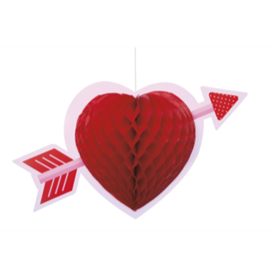 Picture of DECOR - HEART HONEYCOMB HANGING DECORATION