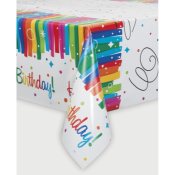 Image de TABLEWARE - RAINBOW RIBBONS BIRTHDAY PLASTIC TABLE COVER