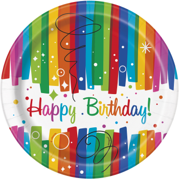 Image de TABLEWARE - RAINBOW RIBBONS BIRTHDAY - 7" PLATE