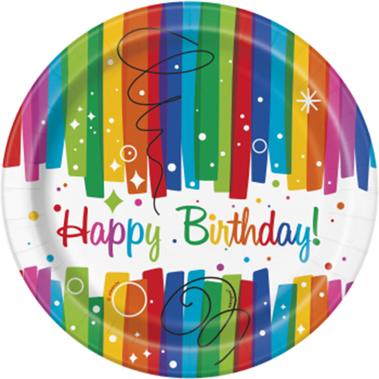 Image sur TABLEWARE - RAINBOW RIBBONS BIRTHDAY - 7" PLATE