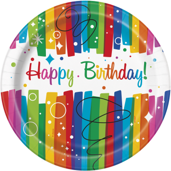 Image de TABLEWARE - RAINBOW RIBBONS BIRTHDAY - 9" PLATE