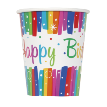 Image de TABLEWARE - RAINBOW RIBBONS BIRTHDAY - 9oz CUPS