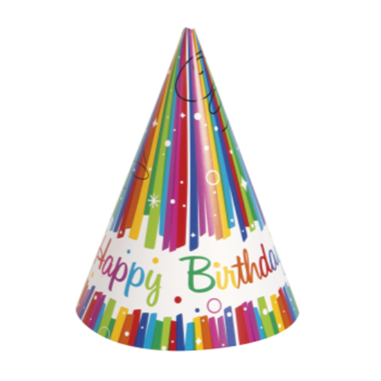 Image sur WEARABLES - RAINBOW RIBBONS BIRTHDAY PARTY HATS