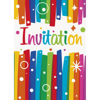 Picture of TABLEWARE - RAINBOW RIBBONS BIRTHDAY INVITATIONS