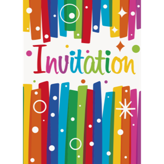 Picture of TABLEWARE - RAINBOW RIBBONS BIRTHDAY INVITATIONS