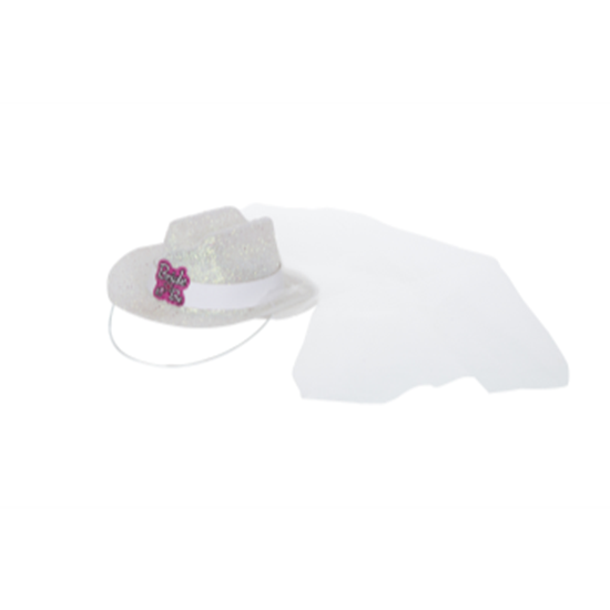 Picture of BRIDE TO BE MINI WHITE COWBOY HAT W/ VEIL