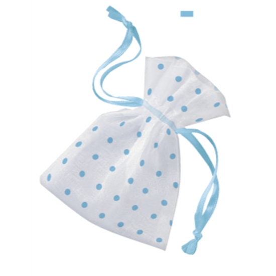 Picture of ORGANZA FAVOR BAGS WITH BLUE DOTS