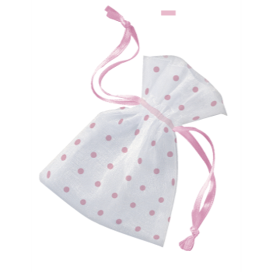Picture of ORGANZA FAVOR BAGS WITH PINK DOTS