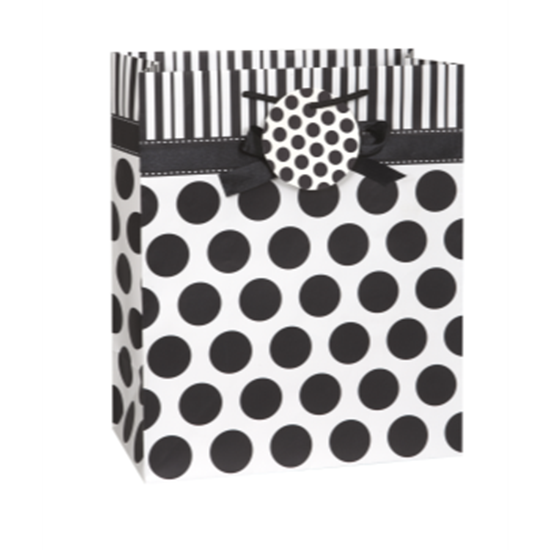 Picture of BLACK DOTS BOW LG GIFT BAG