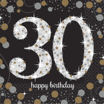 Image de 30th - SPARKLING CELEBRATION BEVERAGE NAPKIN