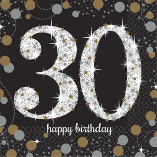 Image sur 30th - SPARKLING CELEBRATION BEVERAGE NAPKIN