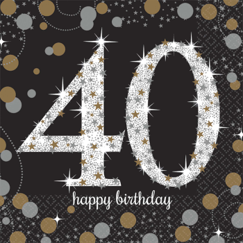 Image de 40th - SPARKLING CELEBRATION BEVERAGE NAPKIN