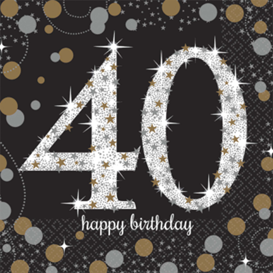 Image sur 40th - SPARKLING CELEBRATION BEVERAGE NAPKIN